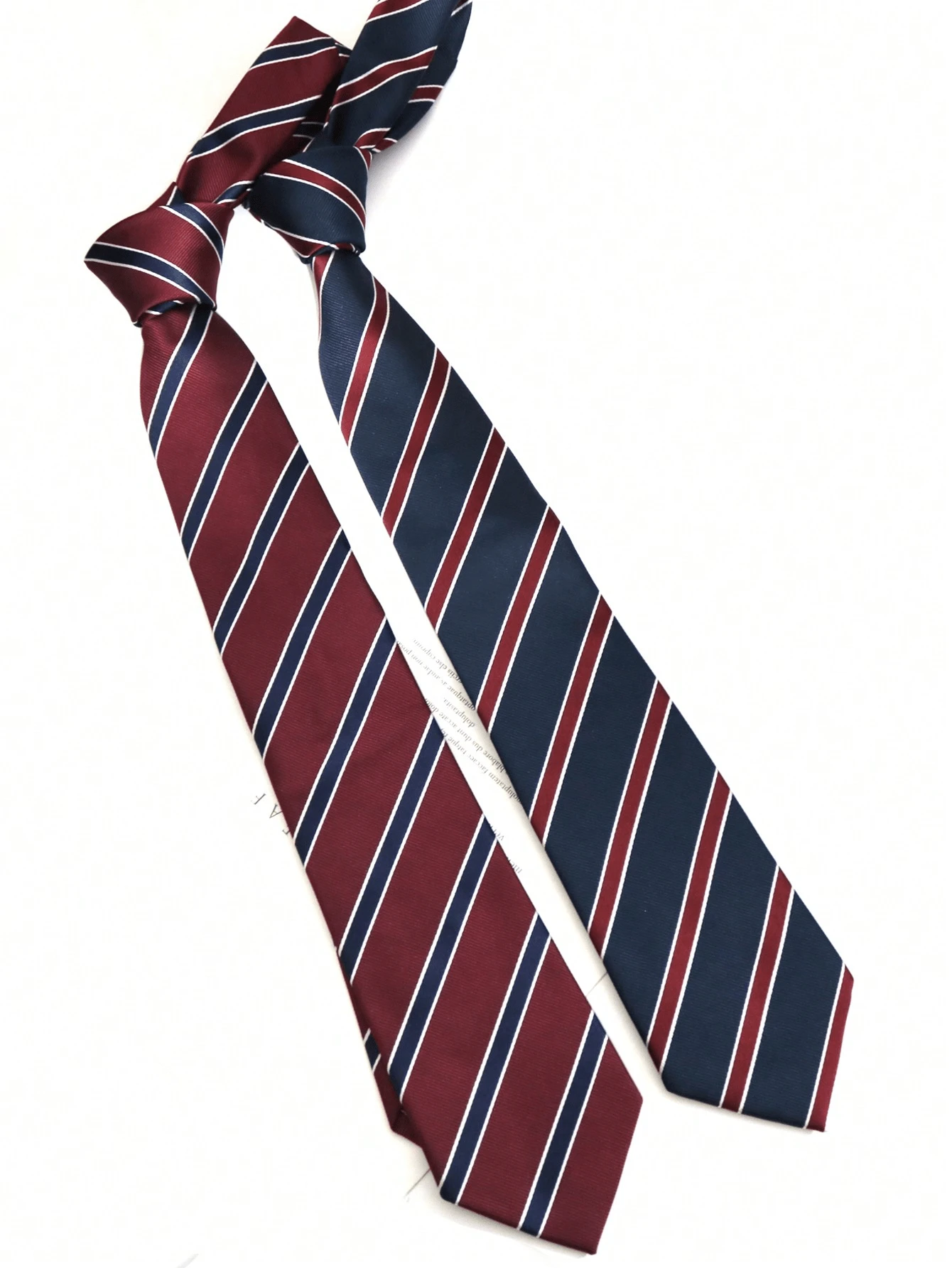 1 Pc Men's Casual Striped Polyester Necktie, Suitable For Formal And Business, Burgundy & Navy Stripe - Multicolor - View 1