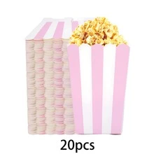 10pcs/20pcs/50pcs Pink Popcorn Box Small Pink And White Striped Paper Popcorn Bag Paper Cup Candy Container For Birthday Wedding Bridal Shower Gender Reveal Party Favors - Pink - View 8