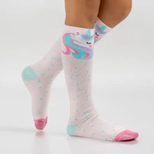 Children's Socks Kit Girls 3/4 Cotton Long Shaft Galochita Colorful Striped Feminine Fashion Thick - 查看 8