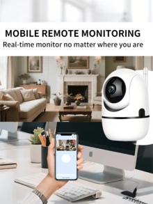 closeli 1pc 1080P+355° Panoramic Rotating Wireless Security Camera For Home, Indoor/Outdoor IP Camera With 2.4G WiFi, HD Night Vision, Remote Monitoring, Multi-User Sharing, Two-Way Audio, Remote Playback, Motion Detection Tracking, Pet/Baby Monitor