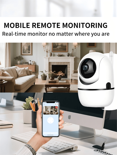 Closeli 1pc 1080P+355° Panoramic Rotating Wireless Security Camera Home, Indoor/Outdoor IP 2.4G WiFi, HD Night Vision, Remote Monitoring, Multi Sharing, Two Way Audio, Playback, Motion Detection Tracking, Pet/Baby Monitor view 2