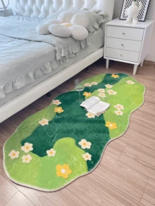 1 件优质天鹅绒仿羊皮花卉地毯，柔软易打理的苔藓花地毯，适用于客厅、沙发、卧室、家居装饰、节日装饰 - 綠色 - 查看 16