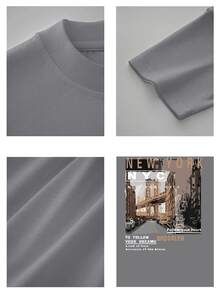 Men's Thick Cotton T-Shirt, Casual Urban Style, Brooklyn, New York View, High Quality Clothing, PAYEAH Brand - 灰色 - 查看 4