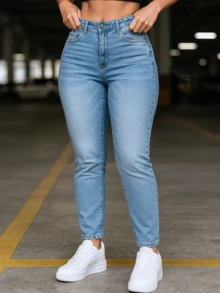 Jeans Skinny Azul Claro, Cintura Alta, Fit Moldeador, Diseño Limpio y Versátil - Azul - Ver 1