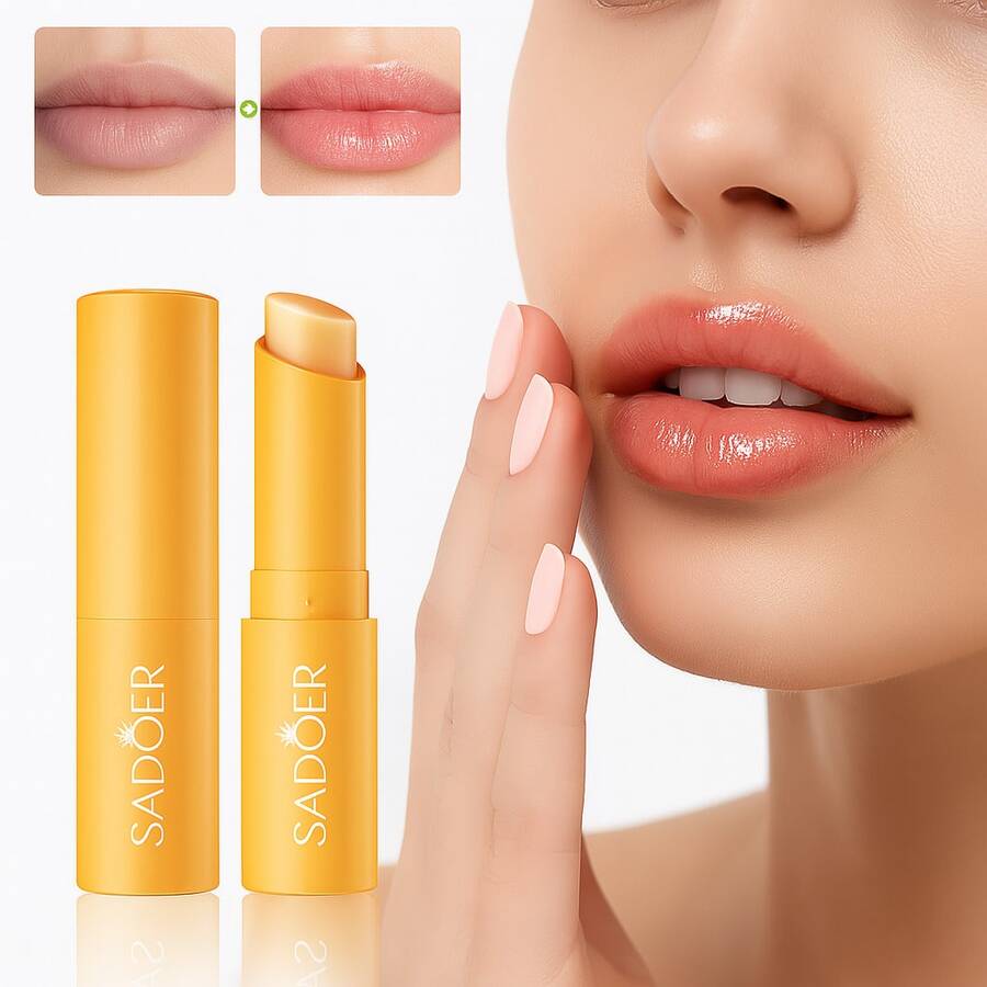 Bálsamo labial hidratante con vitamina C con Vitamina E SADOER para labios secos 2.7 gramos