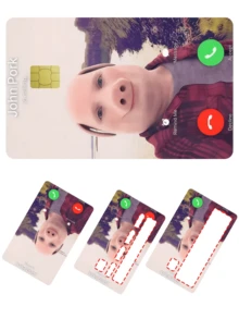 1张约翰·波切利诺（John Porcellino）电话表情信用卡装饰贴纸，趣味电话界面PVC卡创意个性化超薄防指纹保护套，高品质，防刮擦，男女通用，适用于小型芯片卡、银行卡、信用卡、交通卡、学生证等DIY，热门网络名人表情贴纸，趣味恶搞礼物，返校用品 - 多色 - 查看 9