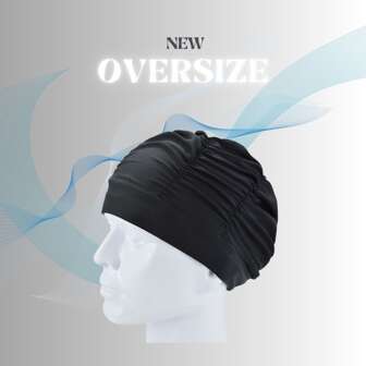 Oversized Swim Cap, Pleated Fabric Non-Irritating Head-Covering Swim Cap Suitable For Men And Women
