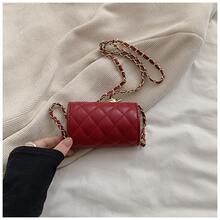 Single Shoulder Bag With Diamond Embroidery And Golden Ball, Crossbody Bag, Mini Casual Bag With Texture For Women - 紅色 - 查看 4