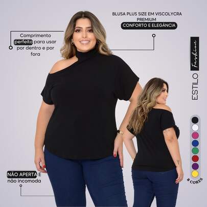 Blusa Feminina Plus Size Blusinha Basica Bata Soltinha Do G1 ao G5