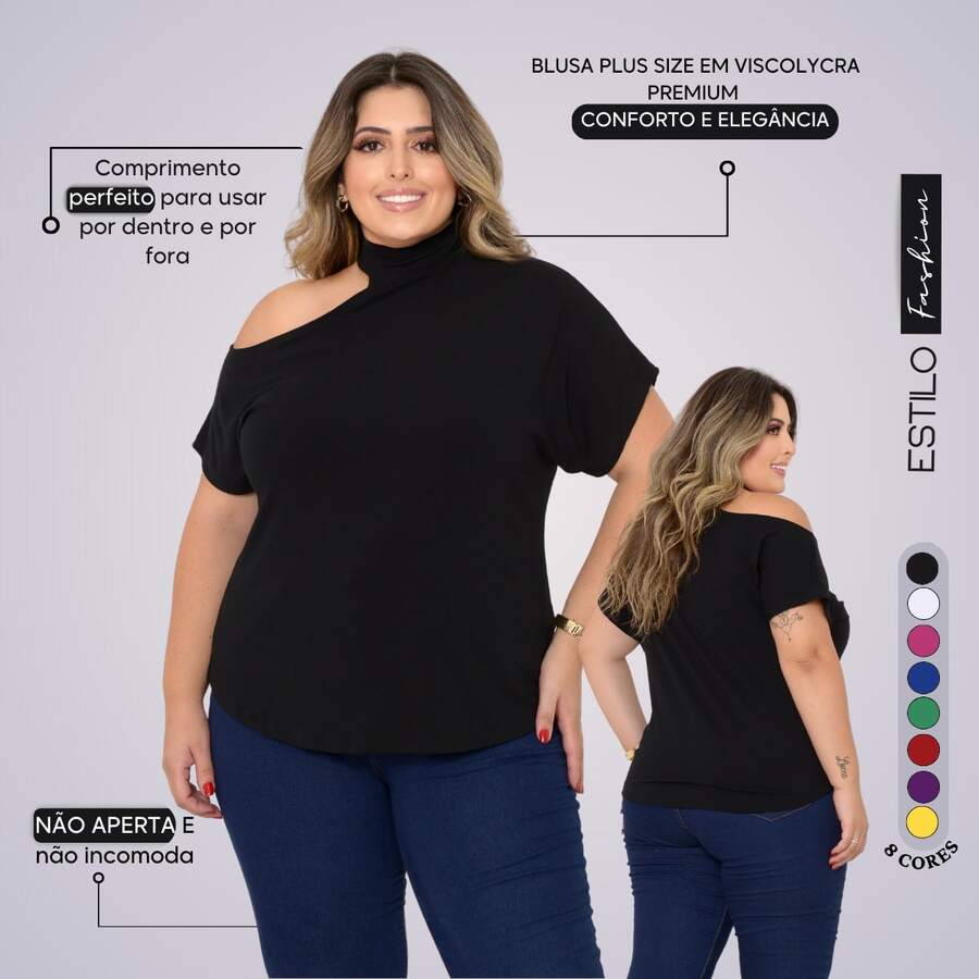 Plus Size Women's Blouse Basic Blouse Loose Top From G1 To G5 - 黑色 - 查看 1