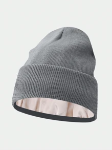 Women'S Silky Satin Beanie -Anti-Static, No Frizz, KnitCap For Winter Warmth