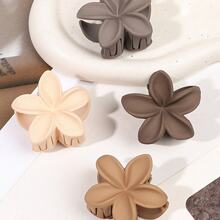 爪夹 4 件套 奶油色 可爱鸡蛋花花朵发夹 小号哑光海滩度假风格发饰 女士发夹 学校用品 学院风 - 彩色 - 查看 1