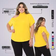 Plus Size Women's Blouse Basic Blouse Loose Top From G1 To G5 - 黃色 - 查看 1