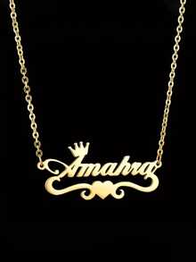 A Custom-Made Name Necklace, Personalized Stainless Steel Jewelry, Heart-Shaped Crown Pendant, Fashionable Gift, For Mother's Day Or Christmas, Back-To-School Season, Is The Ultimate Gift For Friends, Lovers.,Easy Comfort,Multi-Functional,Ornamental,Letter,Stylish,Modern,Colorful,Cute,Adorable,Casual,Custom,Personalised,Unique,Customized,Ideal Gifts For Him,Ideal Gifts For Her,Customized Teen Jewelry & Watches,Birthday Gift