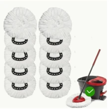 Microfiber Mop Replacement Head, Washable And Durable Supplementary Cloth, 360 Degree Wet/Dry Use, Easy To Clean, No Need For Electricity, Household Cleaning Product - 白色 - 查看 2