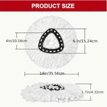 Micro Fiber Rotating Mop Replaces Head Cover, White, Washable And Durable Mop Cloth, Efficiently Cleans Floors - Suitable For Both Dry And Wet Cleaning And Dust Removal - Suitable For Living Rooms - Household Cleaning Tools - 白色 - 查看 6