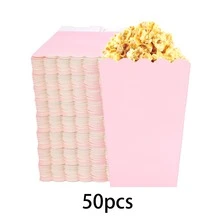 10个/20个/50个迷你浅粉色爆米花盒/爆米花袋/敞口纸质爆米花容器，带零食袋/爆米花糖果盒/粉色一次性零食糖果爆米花袋/爆米花收纳盒，派对用品，适用于电影之夜、嘉年华、生日、婚礼、圣诞节装饰 - 淡粉紅色 - 查看 7