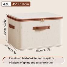 1pc Baby Nursery Wardrobe Linen Fabric Storage Box With Rivets, Zipper & Dual Windows, Large Capacity Organizer Box For Clothes, Bedding, Toys, Essential For Newborns, Suitable For Wardrobe, Under Bed, Nursery - Multicolor - View 13