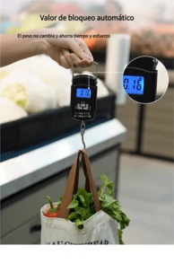 6 Báscula electrónica portátil, báscula electrónica de alta precisión, báscula portátil, báscula de resorte, dispositivo de pesaje pequeño portátil para el hogar, gancho - Negro - Ver 2