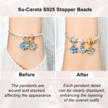 高品质时尚镀银简约硅胶隔珠，经典吊饰设计，适合DIY珠宝制作、女士及女孩生日礼物或日常珠宝礼物。请注意：订购时，请参考视频中显示的尺寸和尺码对照表。