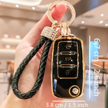 3 件套汽车钥匙扣，带 PU 水钻编织绳，保护您的汽车钥匙，适用于 Sprintcrl Lavida Golf 智能钥匙、汽车钥匙链、配件、优雅设计 - 彩色 - 查看 6