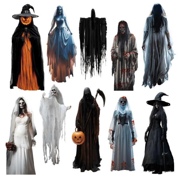 1pc Assorted 100x40cm Halloween Hanging Witch, Pumpkin, Scary Ghost Decor, Outdoor Spooky Flying Witch, Grim Reaper, Haunted House Porch, Garden, Yard, Party Decorations, Home Decor, Day Of The Dead