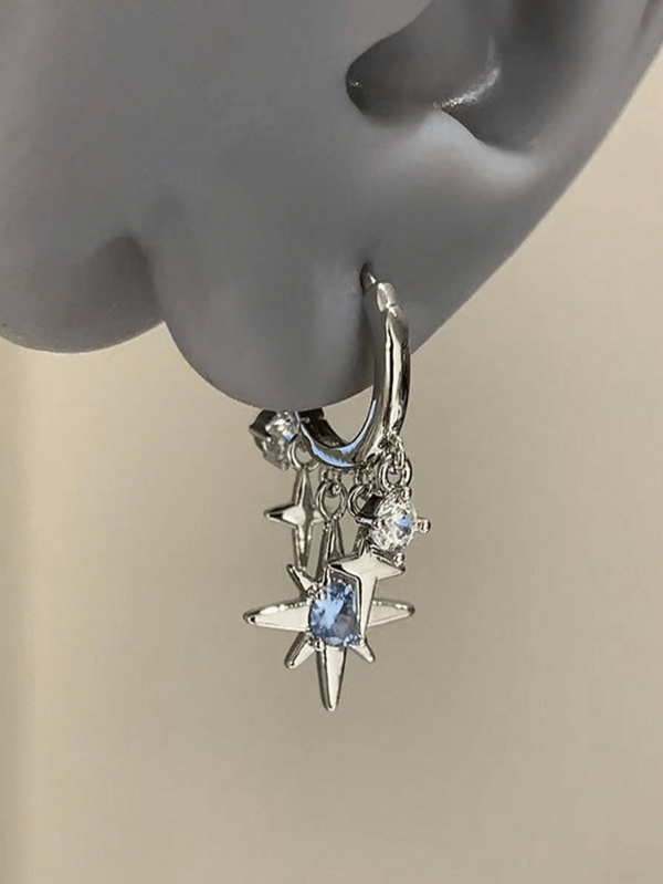 1 Pair Elegant Fashion Four-Pointed Star Earrings, Suitable For Women Any Occasion