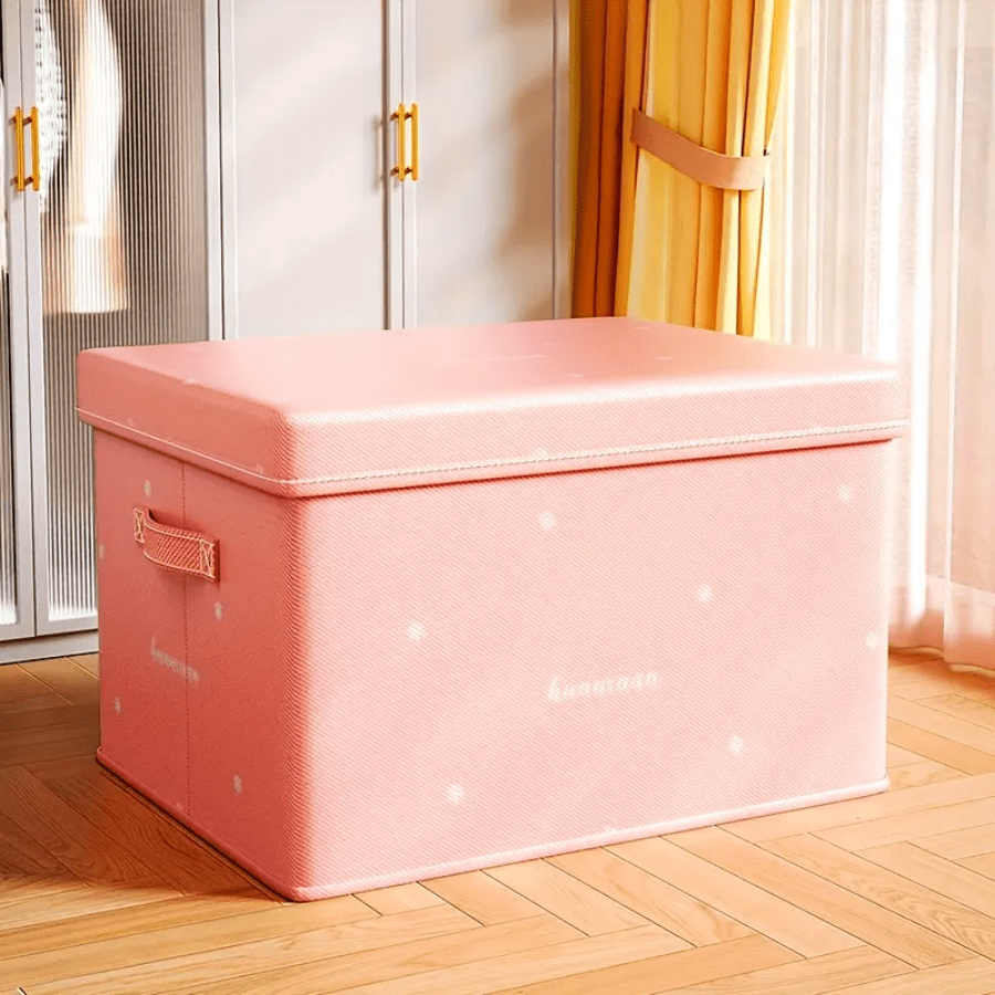 1pc Seagrass Storage Basket - Foldable Storage Box - Easy Fold, With Lid, Collapsible, Multi-Purpose Storage Bin, Sturdy Baskets With Protective Cover