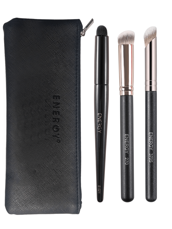 ENERGY Pincel de maquillaje en forma de kabuki mini para área del ojo con efecto difuminado