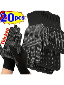 20pcs Nitrile Coated Gardening Gloves, Work Gloves, Non-Slip, Durable, Breathable Reusable, Gardening Driving Labor Protection Thin Coated Gloves, Reusable (Black, Blue)