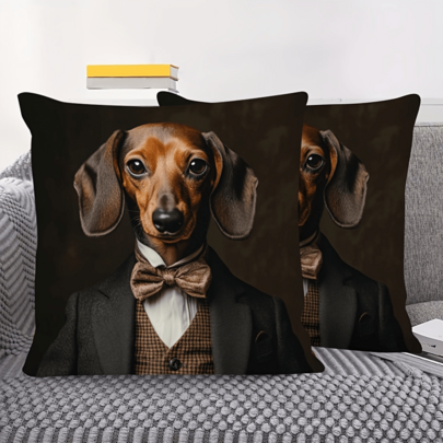 1PC, Super Soft Short Plush Throw Pillow Single-Sided Printing , Only A Plane Print, Pure And Pure The Dachshund, Nostalgic And Chic Pillowcase, No Pillow Core