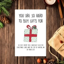 1pc Christmas Greeting Humor, "It's Hard To Buy Gifts" Theme, Cartoon Pattern, Suitable For Anyone, Festive Paper Card With Red Envelope, For Family, Spouse Or Partner - Multicolor - View 1