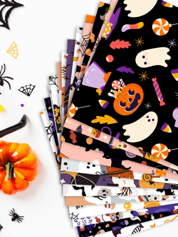 12pcs Halloween Party Theme Cartoon Pink DIY Gift Boxes Packaging Paper Party Decorations