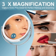 Espejo de maquillaje de escritorio de 8 pulgadas, espejo de maquillaje de doble cara 1x/3x, espejo de viaje giratorio de 360°, diseño desmontable, perfecto para maquillaje preciso y regalo, con opciones ajustables y no ajustables - Espejo de maquillaje de escritorio - Ver 5
