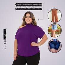 Plus Size Women's Blouse Basic Blouse Loose Top From G1 To G5 - Red Violet - View 5