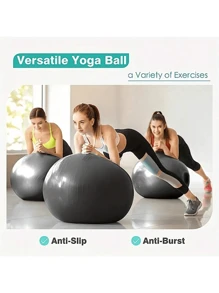 45cm/55cm/65cm Thick Anti-Burst Yoga Ball, PVC Inflatable Yoga Fitness Ball, Matte Yoga Exercise Ball (With Pump Included)