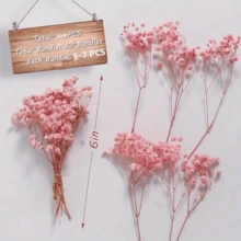100pcs Pink Baby's Breath Dried Flower Bouquets, Everlasting Flowers, Dried Flowers, DIY Handmade Materials, Home Decoration, Wedding Arrangements - Hồng - Xem 8
