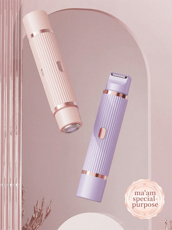 1 Stück Elektrischer Schmerzloser Haar-Entferner für Frauen, Bikini-/Intimbereich Epilierer, Doppelkopf Rasierer, Multifunktionales Design, wasserdichte Klingen, Typ-C Aufladung, kompakt & praktisch, speziell für Frauen zum Trimmen von Schamhaaren, Achselhaaren, Beinhaaren und Oberlippenhaaren, 2in1 Elektrisches Enthaarungsset für Frauen