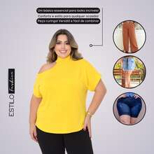 Plus Size Women's Blouse Basic Blouse Loose Top From G1 To G5 - 黃色 - 查看 5