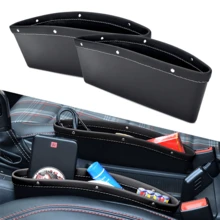 1/2pcs Leather Car Seat Gap Storage Box, Universal Anti-Drop Anti-Slip Car Armrest Side Organizer Box, Car Phone Key Coin Card Storage Bag, 2024 Car Interior Accessories Organizer, Dual Compartment Design, No Installation Required - Multicolor - View 2