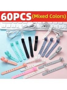 60/30/10PCS Silicone Cable Organizer Travel Reusable USB Wire Cable Ties Cable Winder Wire Organizer Cable Cord Storage Holder Bag