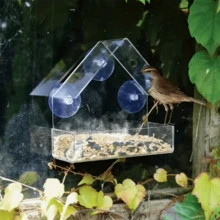 1pc Transparent Acrylic Suction Cup Bird Eater - A Durable External Feeding Bowl Suitable For All Birds, Easy To Clean, Suitable For Window Or Glass Door Installation, Window Bird House | Transparent Design | Acrylic Structure, Outdoor Bird Eater - 無色 - 查看 4