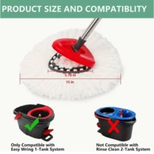 Microfiber Mop Replacement Head, Washable And Durable Supplementary Cloth, 360 Degree Wet/Dry Use, Easy To Clean, No Need For Electricity, Household Cleaning Product - 白色 - 查看 4