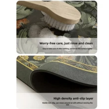 1/3pcs Set Dekorasi Rumah Motif Daun Vintage, Keset Anti Selip Penyerap Air untuk Kamar Mandi, Keset Mandi Motif Vintage dari Gel Silika, Keset Kaki Penyerap Air Bentuk U untuk Toilet & Wastafel, Ketebalan 2,5mm untuk Dekorasi Lorong, Kamar Mandi, Dapur, dan Karpet Dapur - Hijau Retro - View 9