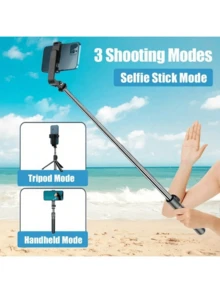 40 "/101 cm selfie stick trípode con control remoto inalámbrico diseño todo en uno 360 grados giratorio retráctil portátil adecuado para teléfono inteligente - Negro - Ver 5