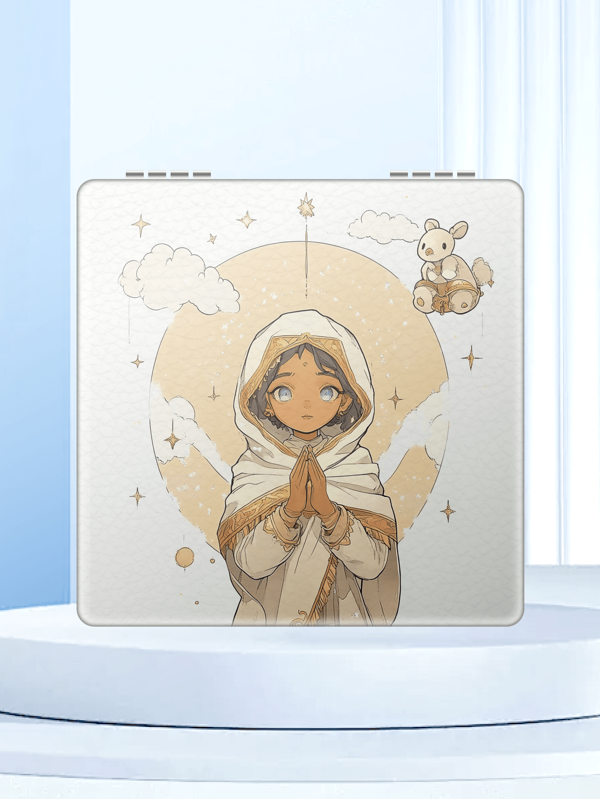 Miroir de maquillage portable, pliable et pratique pour enfants avec de grands yeux et un design mignon de pasteur. Petit miroir de maquillage à main carré pratique. Cadeau de mode pour la Journée des femmes, l'anniversaire, la Saint-Valentin pour les parentes, sœurs et petites amies.