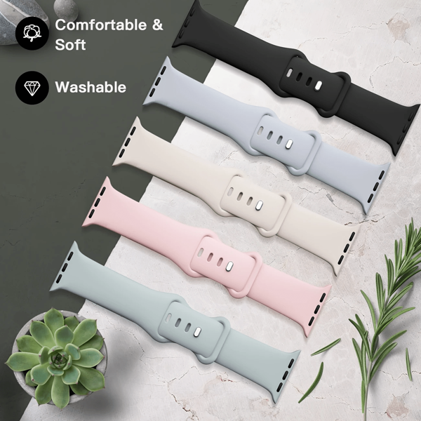 Vibrant Silicone Sport Bands For Apple Watch - Waterproof & Sweatproof With Secure Butterfly Clasp, Compatible With IWatch Series 1-Ultra/SE (38mm-49mm) - Durable Stainless Steel Buckle, Casual Watch Straps|Modern Watch Accessories|Flexible Watch Bands, Apple Watch Accessories
