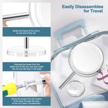 Espejo de maquillaje de escritorio de 8 pulgadas, espejo de maquillaje de doble cara 1x/3x, espejo de viaje giratorio de 360°, diseño desmontable, perfecto para maquillaje preciso y regalo, con opciones ajustables y no ajustables - Espejo de maquillaje de escritorio - Ver 9