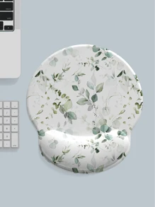 1pc White Floral Print Wrist Rest Mouse Pad, Milk Silk Fabric, Rubber Base, Suitable For Various Sizes Of Mouse