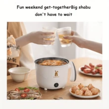 Multifunctional Electric Pot, Student Electric Pot, Dorm Mini Rice Cooker, All-In-One Pot, 2-Level Heat Settings For Frying/Boiling/Stewing/Braising, Suitable For 1-3 People, Non-Stick Inner Pot Easy To Clean - Japan A Type Plug(100V) - View 6